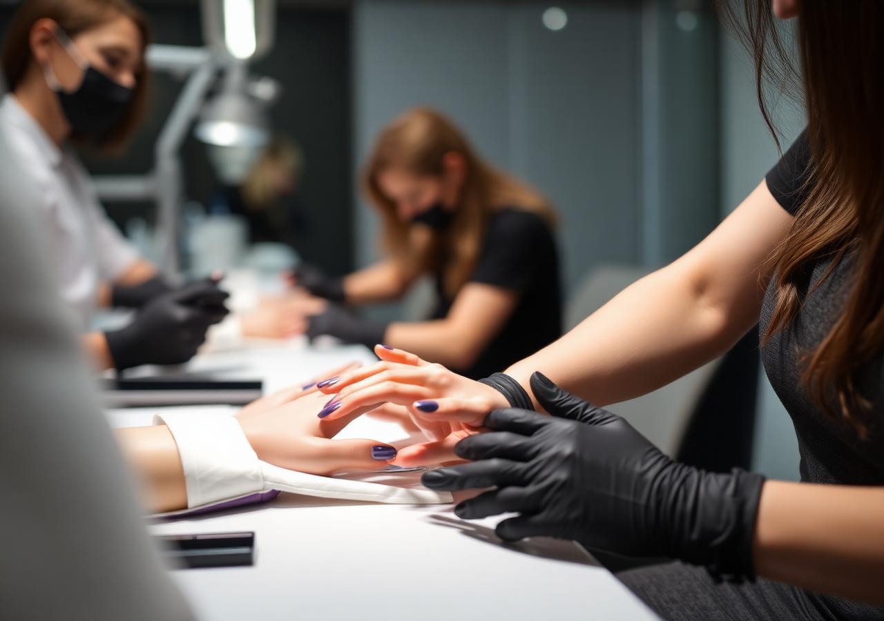 Nail technician training session